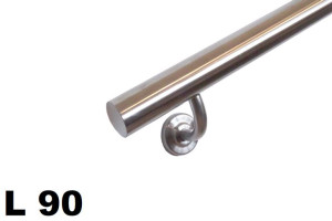 Poręcz ścienna, schodowa L 90cm, stal nierdzewna satyna, okrągła fi 42,4mm