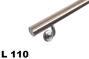 Poręcz ścienna, schodowa L 110cm, stal nierdzewna satyna, okrągła fi 42,4mm