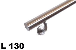 Poręcz ścienna, schodowa L 130cm, stal nierdzewna satyna, okrągła fi 42,4mm
