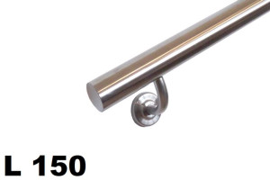 Poręcz ścienna, schodowa L 150cm, stal nierdzewna satyna, okrągła fi 42,4mm