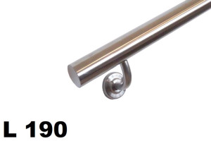 Poręcz ścienna, schodowa L 190cm, stal nierdzewna satyna, okrągła fi 42,4mm