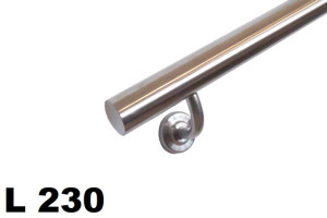 Poręcz ścienna, schodowa L 230cm, stal nierdzewna satyna, okrągła fi 42,4mm