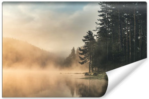 Fototapeta DEKORACYJNA 3D Jezioro i Las we Mgle 180cm x 120cm