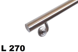 Poręcz ścienna, schodowa L 270cm, stal nierdzewna satyna, okrągła fi 42,4mm
