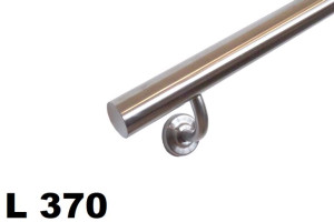 Poręcz ścienna, schodowa L 370cm, stal nierdzewna satyna, okrągła fi 42,4mm