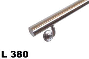 Poręcz ścienna, schodowa L 380cm, stal nierdzewna satyna, okrągła fi 42,4mm