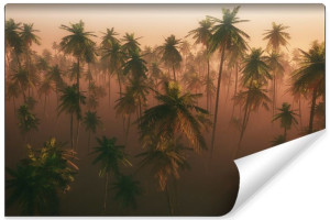 Fototapeta na Ścianę KRAJOBRAZ 3D Palmy wśród Mgły 90cm x 60cm