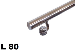 Poręcz ścienna, schodowa L 80cm, stal nierdzewna poler, okrągła fi 42,4mm