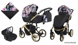 Kunert Tiaro Premium 01 Czarny Kwiaty Wózek 3w1