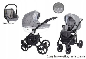 Kunert Mila Wózek dziecięcy 3w1 Szary Len Kostka