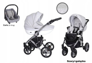 Kunert Mila Premium Wózek 4w1 Szary Gałązka