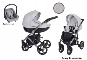 Kunert Mila Premium Wózek 4w1 Szary Kreseczka