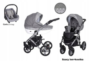 Kunert Mila Premium Wózek 4w1 Szary Len Kostka