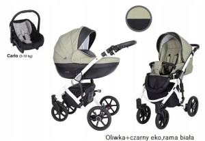 Kunert Mila Wózek dziecięcy 4w1 Oliwka Czarny Eko