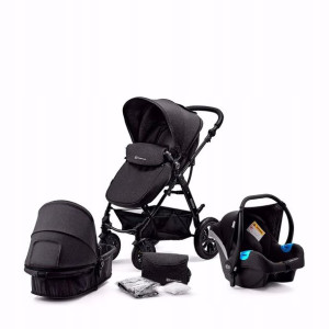 Kinderkraft Wózek 3w1 MOOV Fotelik Black Czarny