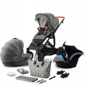 Kinderkraft Wózek PRIME 3w1 Szary +Torba Mommy Bag