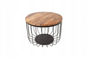 Stolik druciany Factory Loft 56 cm drewno