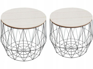 Stoliki kawowe okrągłe 50 i 40 cm Storage 2 sztuki
