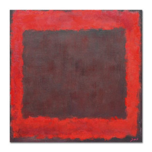 Obraz ręcznie malowany na płótnie 90x90cm czerwony kwadrat Abstrakcja do wn