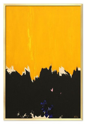 Obraz ręcznie malowany na płótnie 63x93cm żółta Abstrakcja do wnętrz nowocz