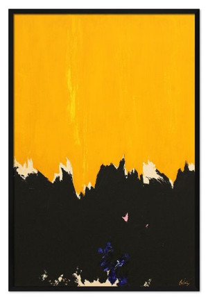 Obraz ręcznie malowany na płótnie 63x93cm żółta Abstrakcja do wnętrz nowocz