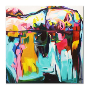 Obraz ręcznie malowany na płótnie 60x60cm tęcza