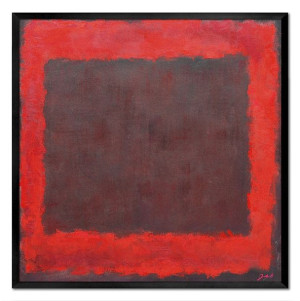 Obraz ręcznie malowany na płótnie 63x63cm czerwony kwadrat Abstrakcja do wn