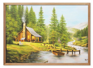 Krajobraz górski ręcznie malowany na płótnie 53x73cm