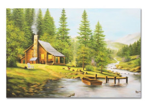 Krajobraz górski ręcznie malowany na płótnie 60x90cm