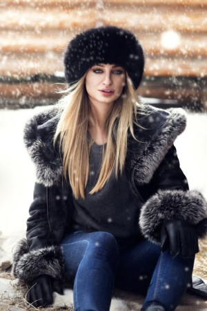 Naturalny kożuch skórzany damski "KATRIN FOX"