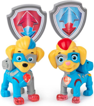 Psi Patrol bliźniaki Mighty Twins 2 figurki + odznaki Mighty Pups Kosmopies