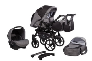 Najtańszy wózek dziecięcy Baby Merc Tribece Sun 2w1 czarno szary