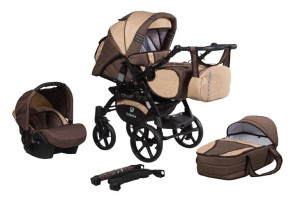 Najtańszy wózek dziecięcy Baby Merc Tribece Cloud 2w1 brązowy czarny