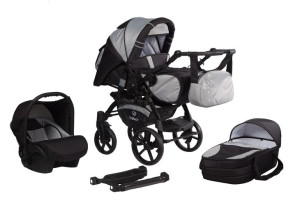 Najtańszy wózek dziecięcy Baby Merc Tribece Cloud 2w1 czarno biały