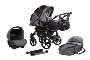 Najtańszy wózek dziecięcy Baby Merc Tribece Cloud 2w1 czarno szary