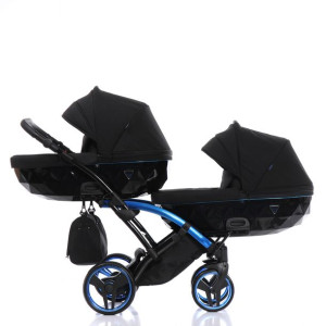 JUNAMA INDIVIDUAL DUO SLIM wózek bliźniaczy 3w1 niebieski V2