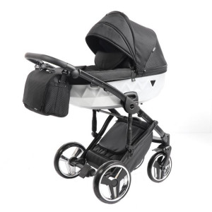 JUNAMA MIRROR SATIN wózek wielofunkcyjny 3w1 V2Czarno  szary