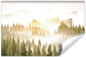 Fototapeta NA ŚCIANĘ 3D do Salonu LAS Drzewa Natura 135cm x 90cm