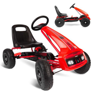 Gokart dziecięcy na pedały duże pompowane koła RK-593 czerwony