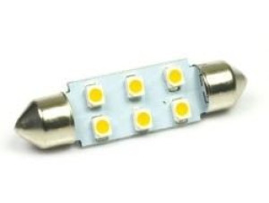 Żarówka samochodowa LED C5W 6 SMD 1210 Biała ciepła
