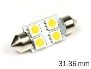 Żarówka samochodowa LED C5W 4 SMD 5050 Biała ciepła