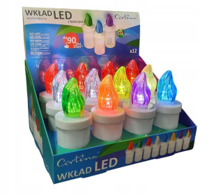 12szt Wkład Znicz Elektryczny Led +baterie
