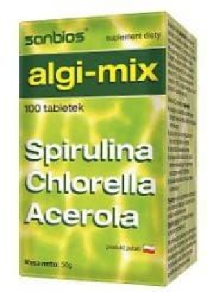 Sanbios algi mix spirulina chlorella acerola 100 tabletek