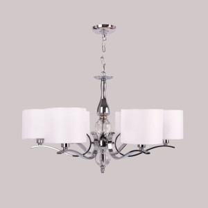 Lampa sufitowa w stylu hampton chrom kryształ białe abażury  Shantel 6