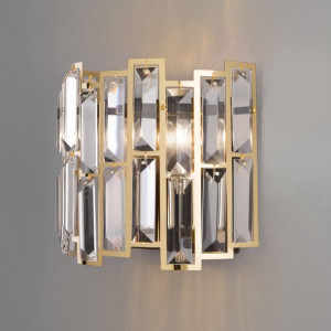 Lampa ścienna kinkiet kryształowy nowojorski modern czarno złoty Zoletta