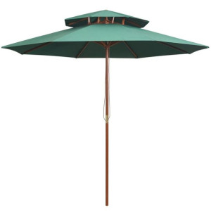 Lumarko Parasol z podwójnym daszkiem, 270x270 cm drewno, zielony