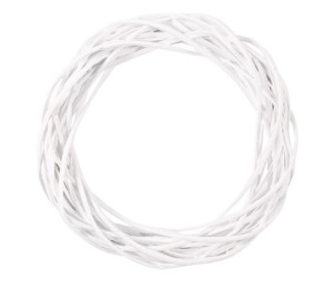 Biały Wianek Wiklinowy Wiklina 25 Cm