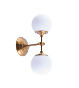 Lampa ścienna kinkiet złoty dwa białe klosze kulki Ball