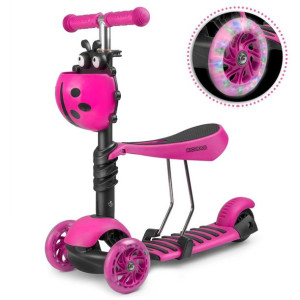Hulajnoga trójkołowa balansowa dla dzieci 2w1 Ricokids Buggy- różowa