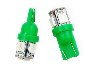 Żarówka samochodowa LED W5W T10 5 SMD 5050 ZIELONA
